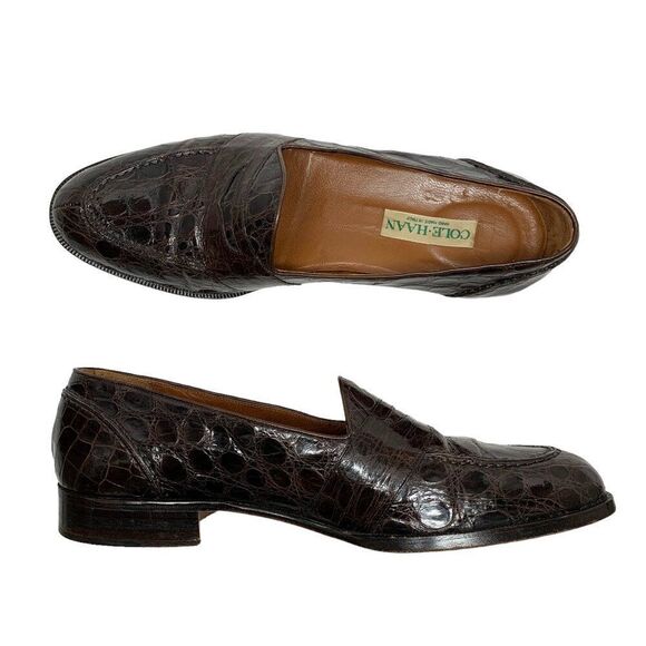 Cole Haan Dark Brown Genuine Crocodile Loafers - Picture 2 of 12